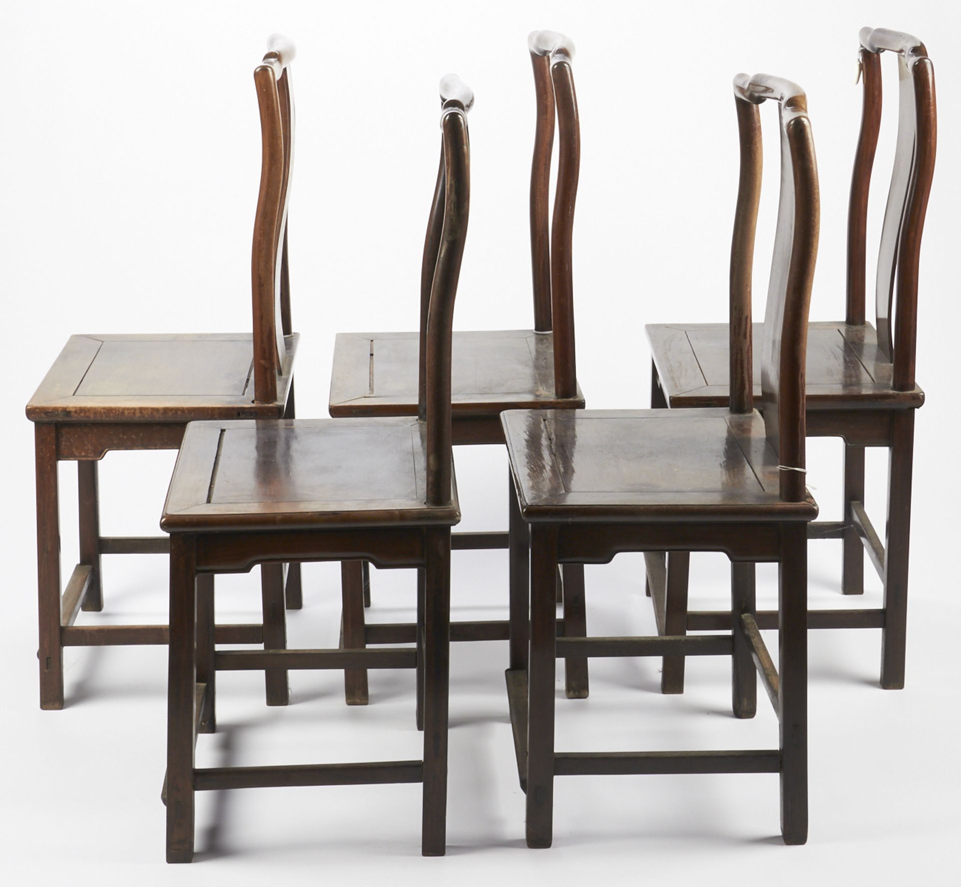 Set of 5 Chinese Wooden Chairs - Image 2 of 10