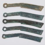 Grp: 5 Chinese Yan Zhou Bronze Knife Money