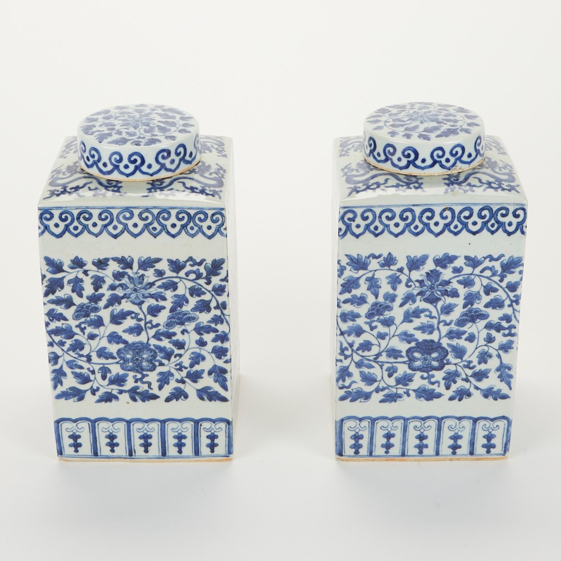 Pair of Chinese Export Blue & White Porcelain Ginger Jars