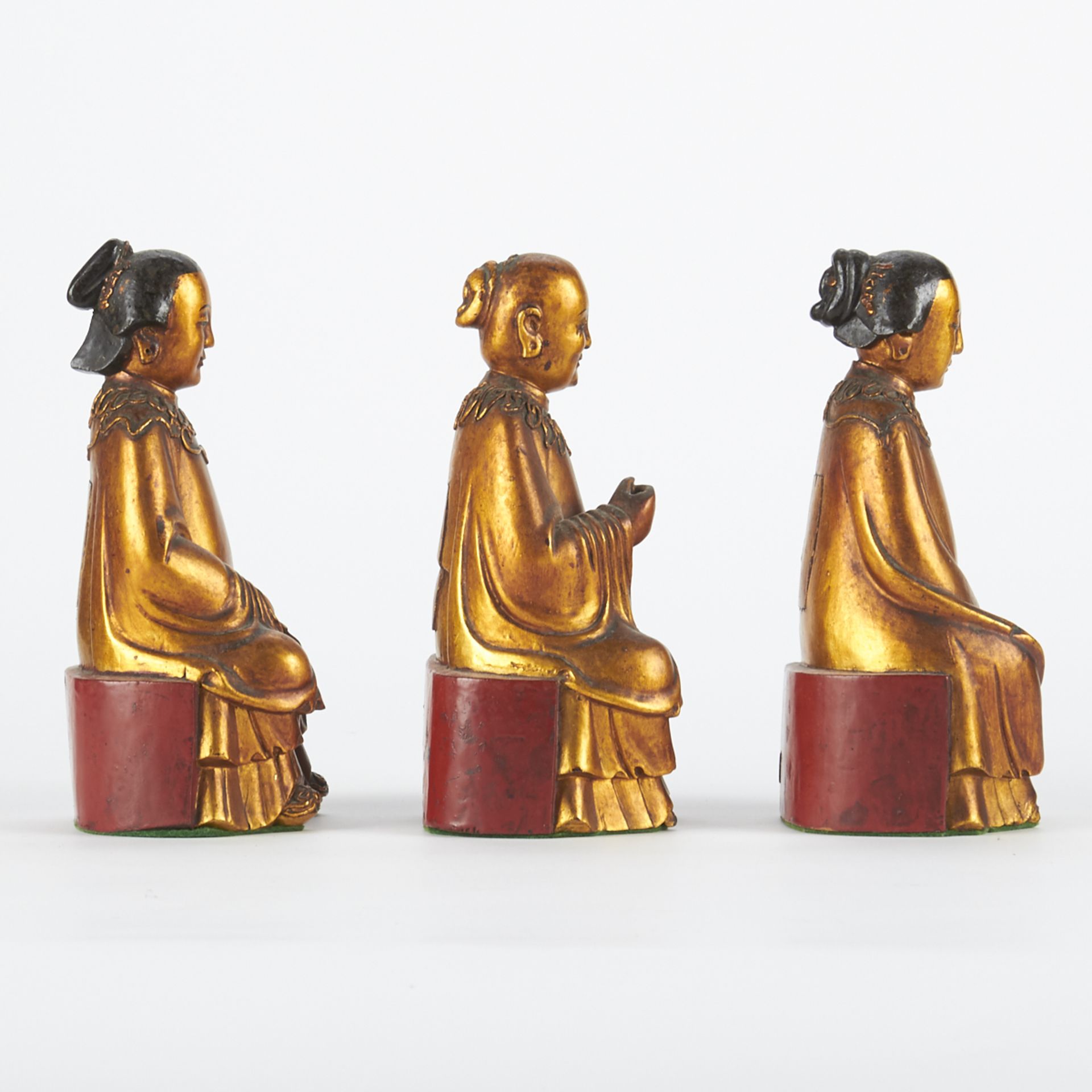 Chinese Gold Lacquer Wood Immortals on Bench - Bild 6 aus 7