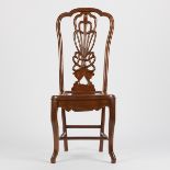 Chinese Export Carved Wooden Chair Art Nouveau