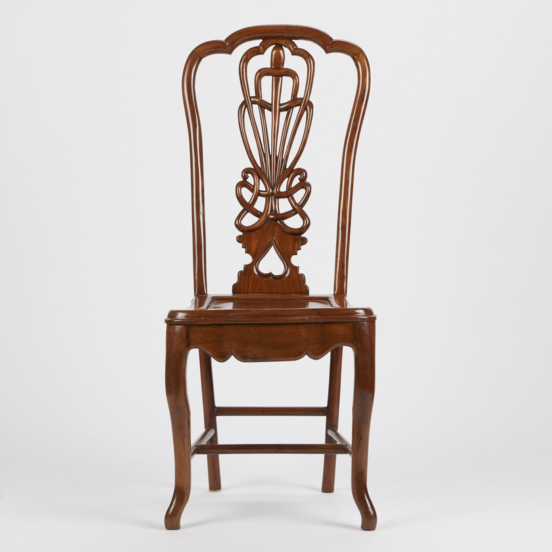 Chinese Export Carved Wooden Chair Art Nouveau