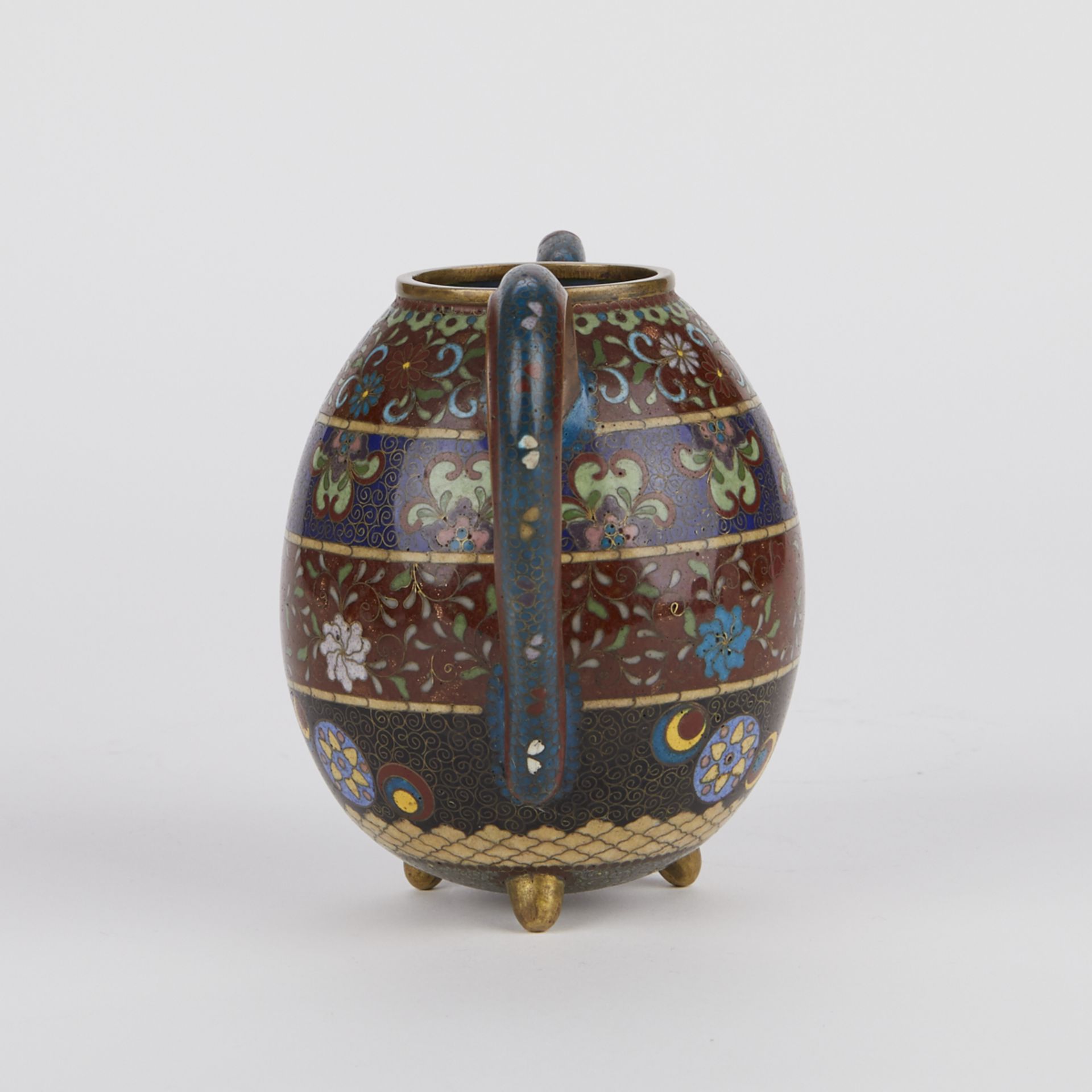 Grp: 5 Japanese Meiji Cloisonne Vessels - Image 7 of 11