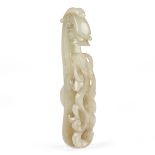 Chinese Carved White Jade Dragon Belt Hook