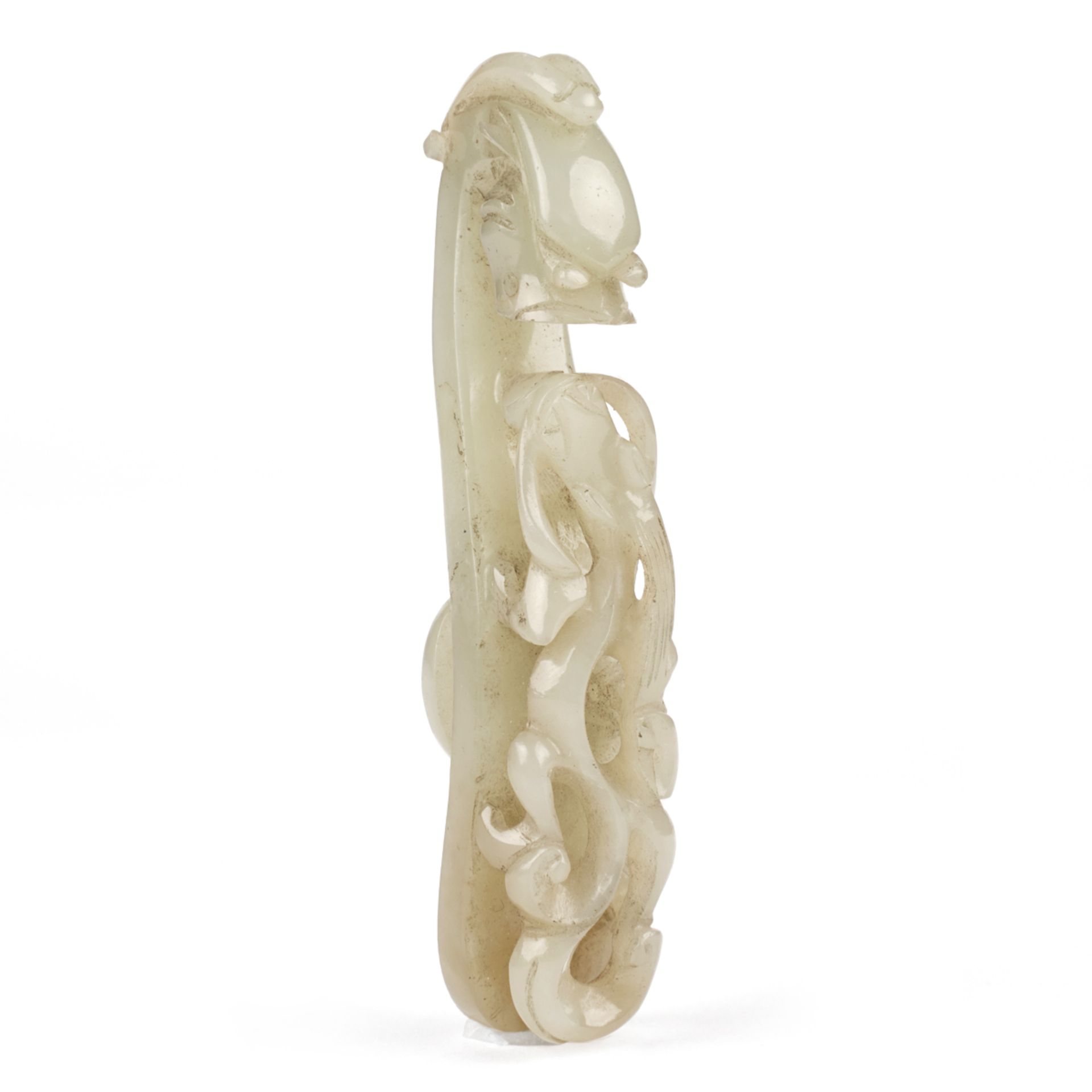 Chinese Carved White Jade Dragon Belt Hook