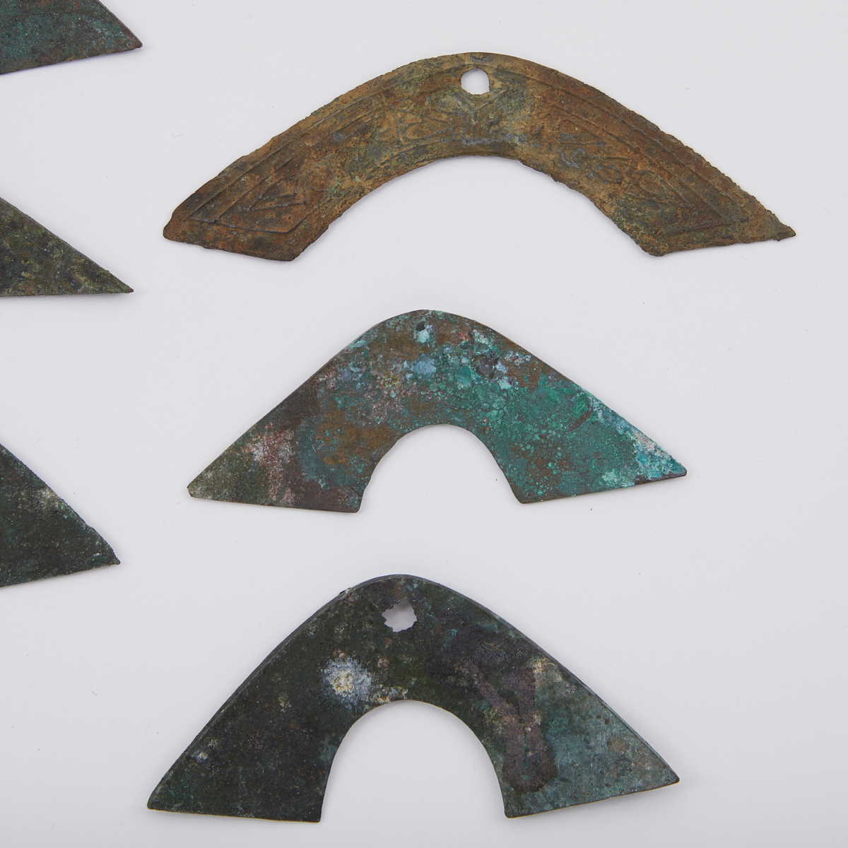 Grp: 10 Early Chinese Zhou Huang Bronze Bridge Money - Image 3 of 7