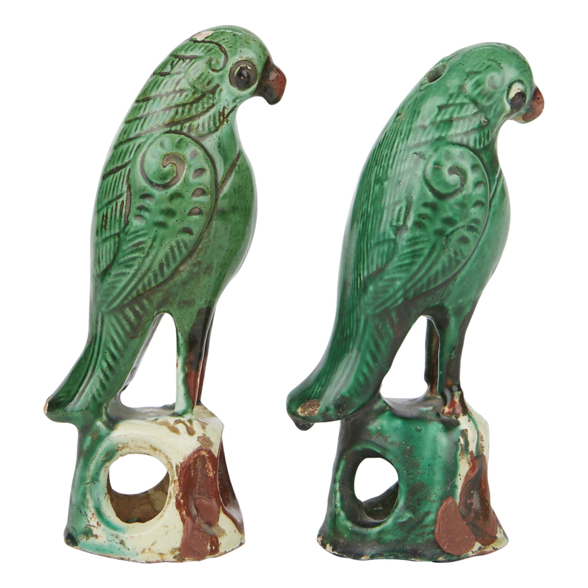 Pair of Chinese Export Porcelain Birds - Bild 3 aus 5