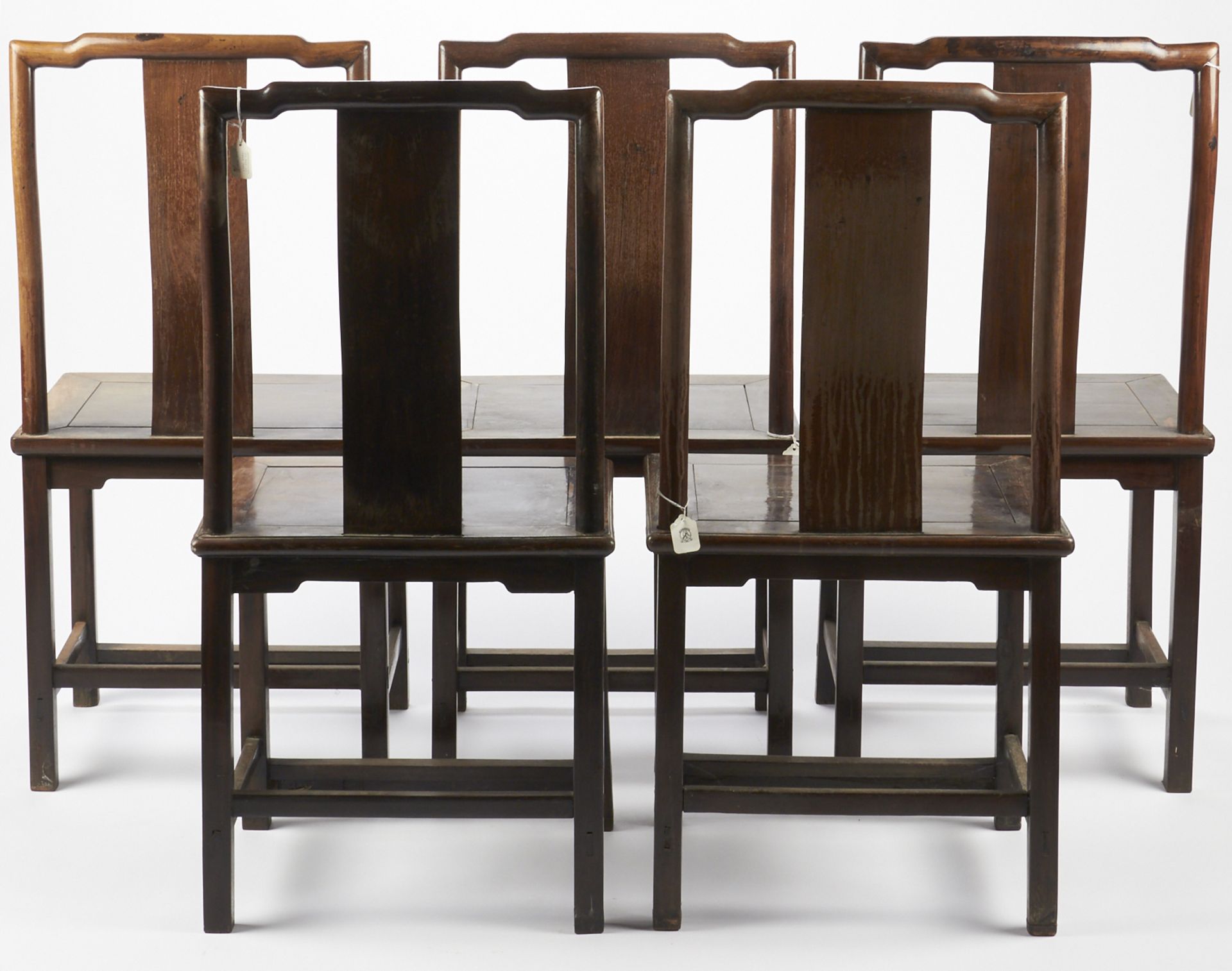 Set of 5 Chinese Wooden Chairs - Image 3 of 10