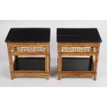 Pair of Chinese Bamboo Lacquer Side Tables