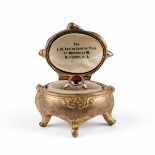 Gold Ruby Pearl Ring w/ Art Nouveau Case
