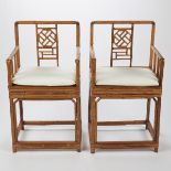 Pair of Chinese Spotted Bamboo Armchairs