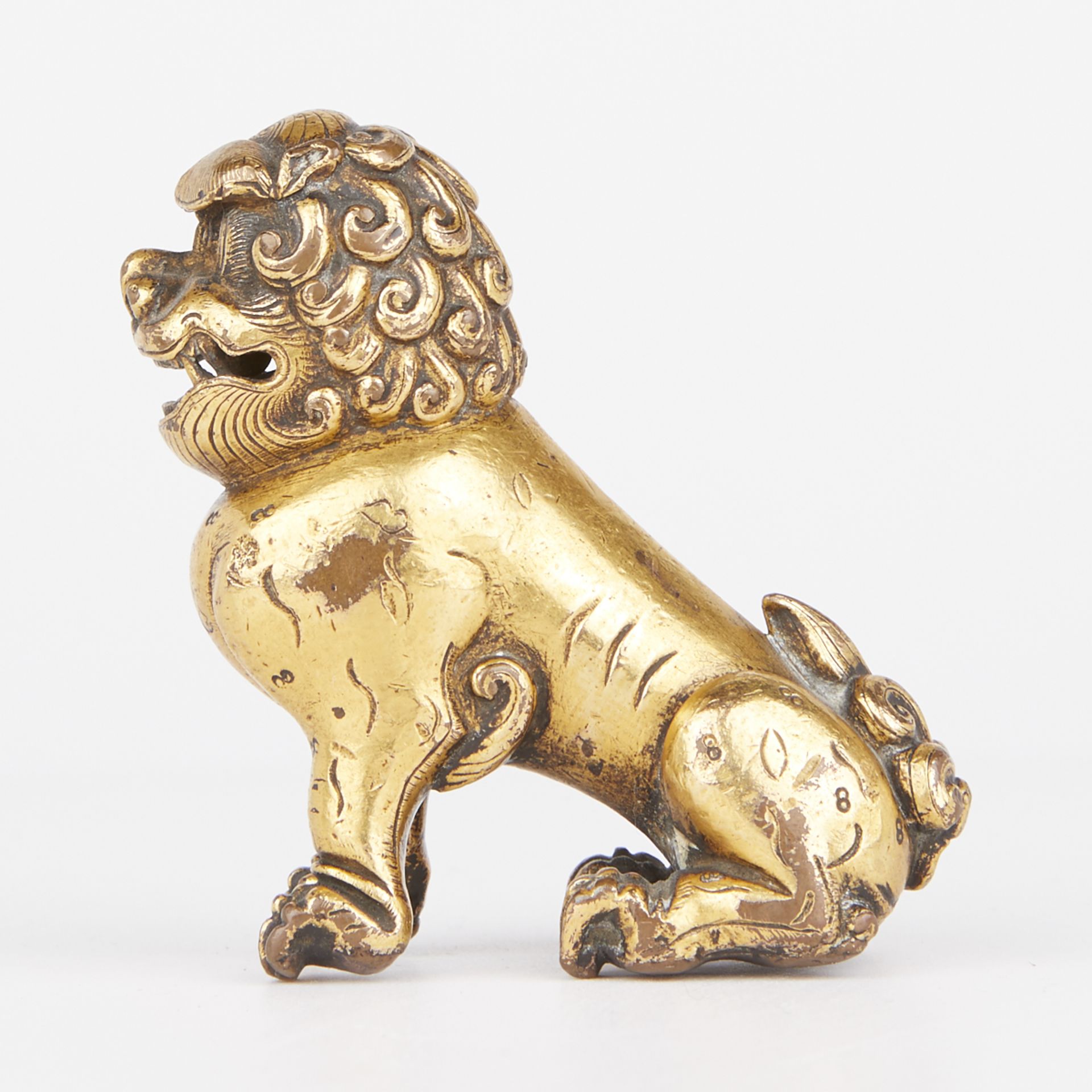 Chinese Gilt Bronze Foo Dog Guardian Lion Standing Paperweight - Image 5 of 7