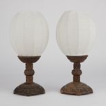 Pair of Chinese Carved Hardwood Lanterns Rosewood