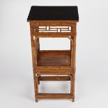 Chinese Bamboo Lacquer 2-Tiered Side Table