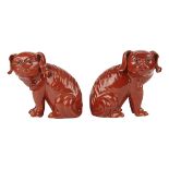 Pair of 19th c. Chinese Porcelain Red Fu Dogs