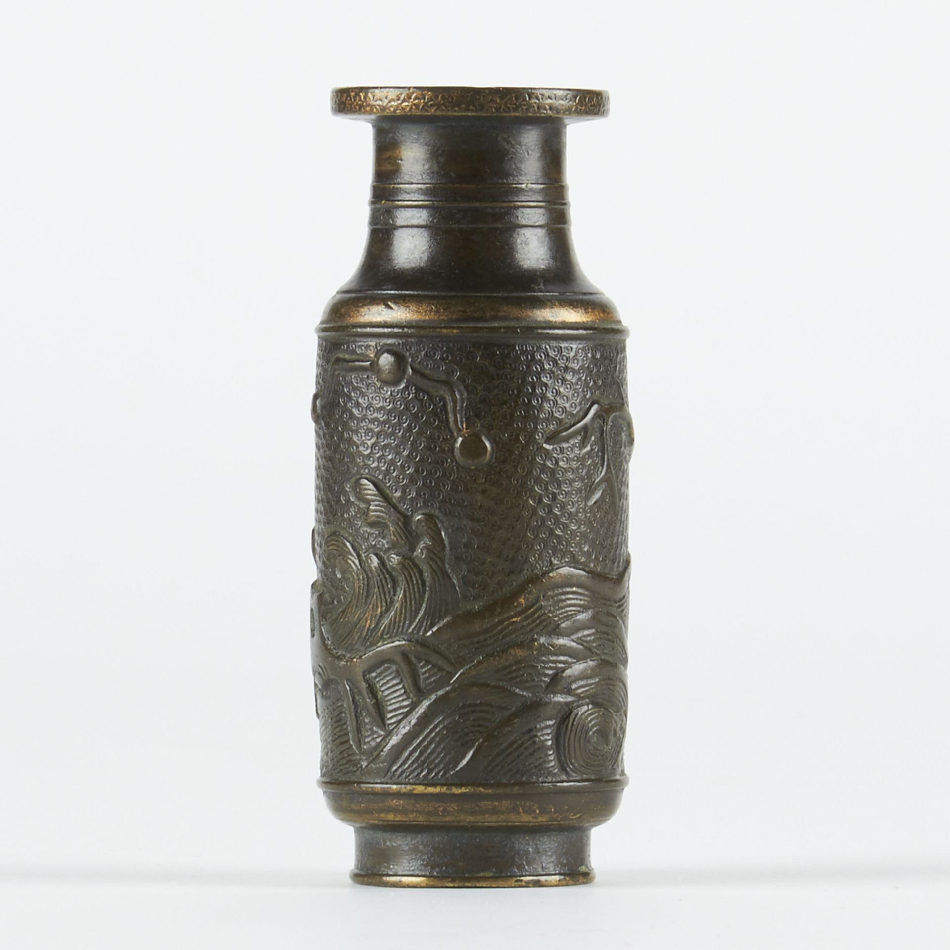 Small Chinese Ming Bronze Vase w/ Pictorial Decorations - Image 2 of 5