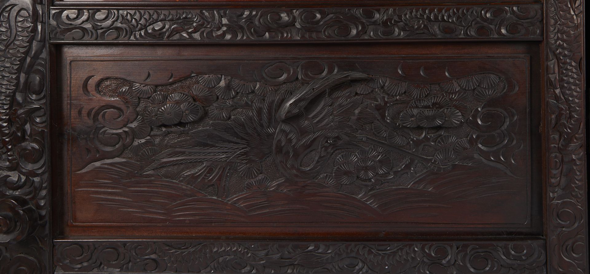 Japanese Two Panel Wood & Lacquer Floor Screen - Image 12 of 22