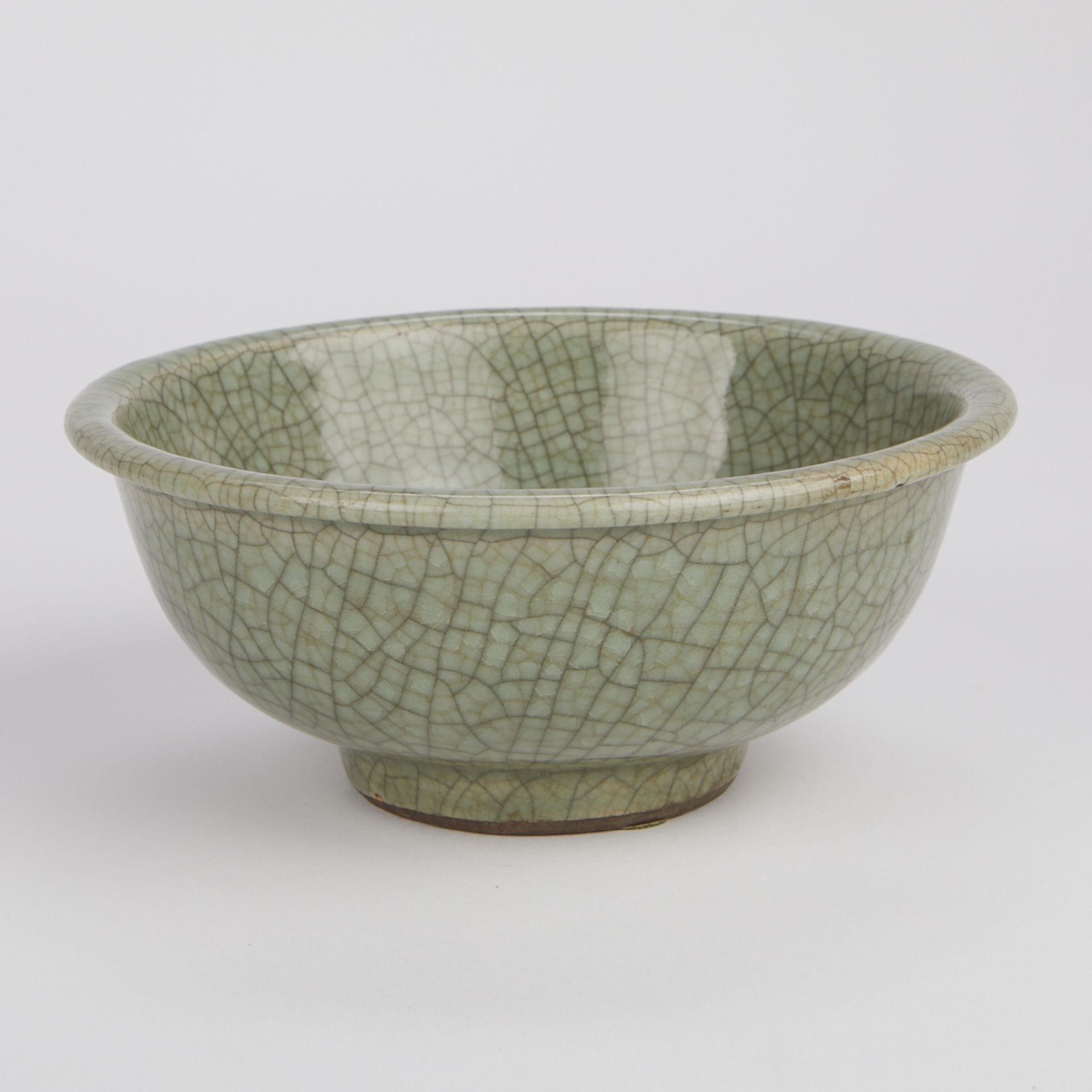 Chinese Crackled Celadon Bowl w/ Carved Wooden Stand - Image 5 of 8