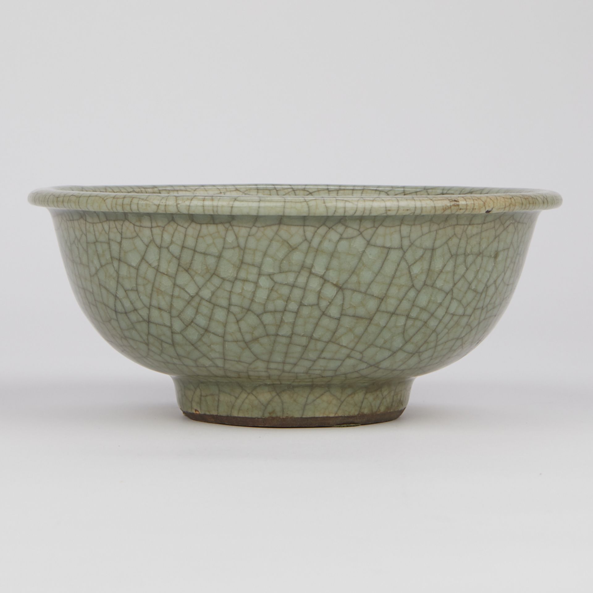 Chinese Crackled Celadon Bowl w/ Carved Wooden Stand - Image 4 of 8