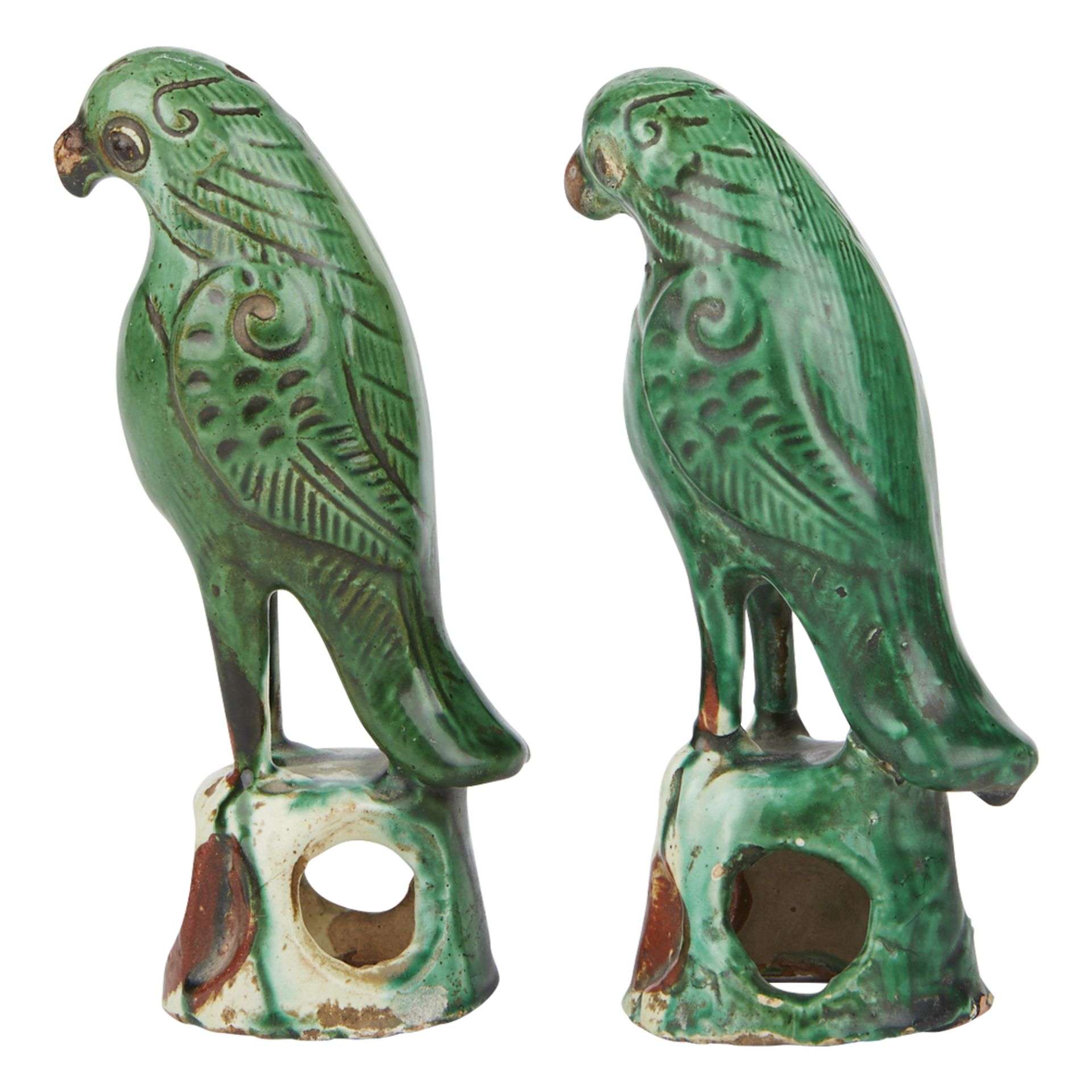 Pair of Chinese Export Porcelain Birds - Bild 2 aus 5