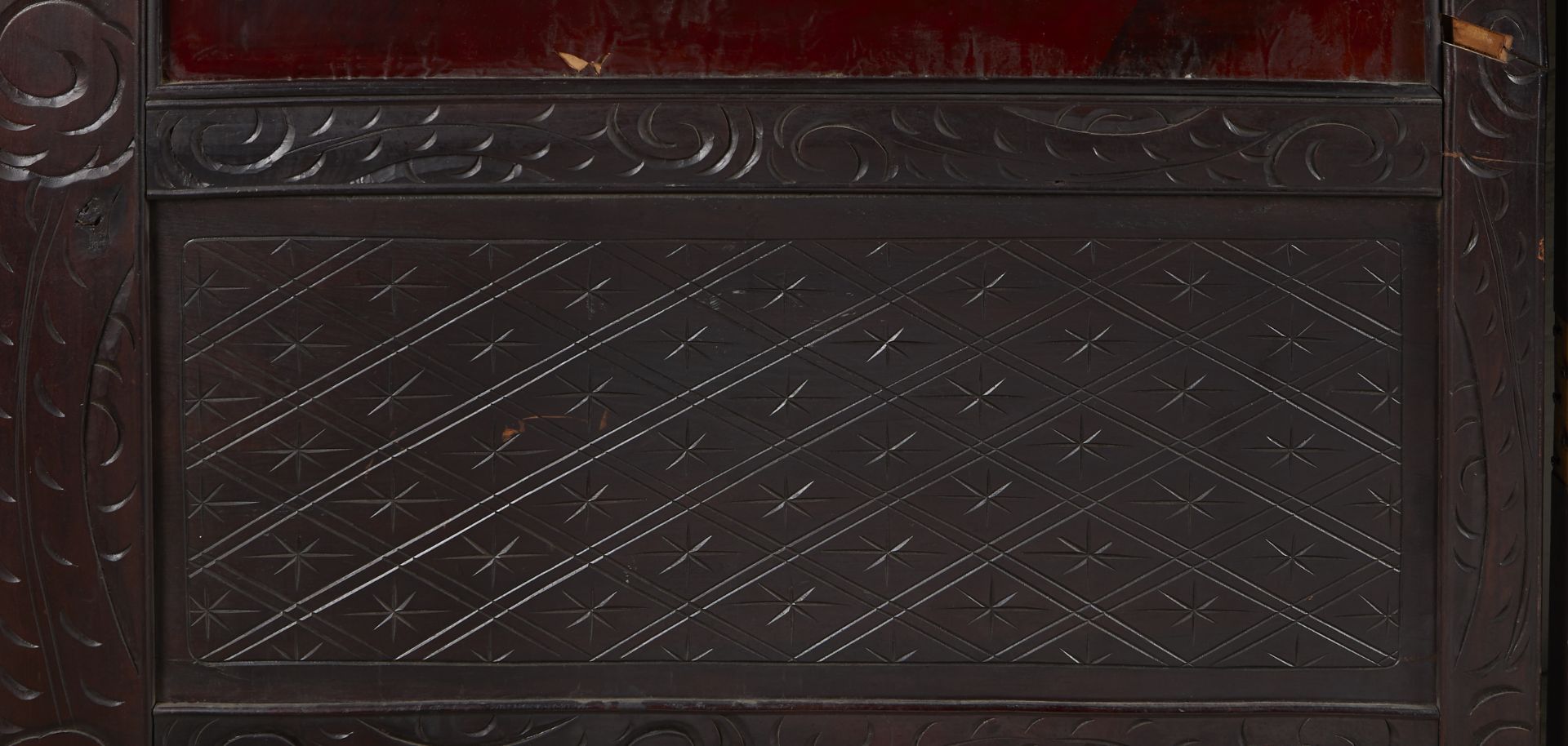 Japanese Two Panel Wood & Lacquer Floor Screen - Image 19 of 22