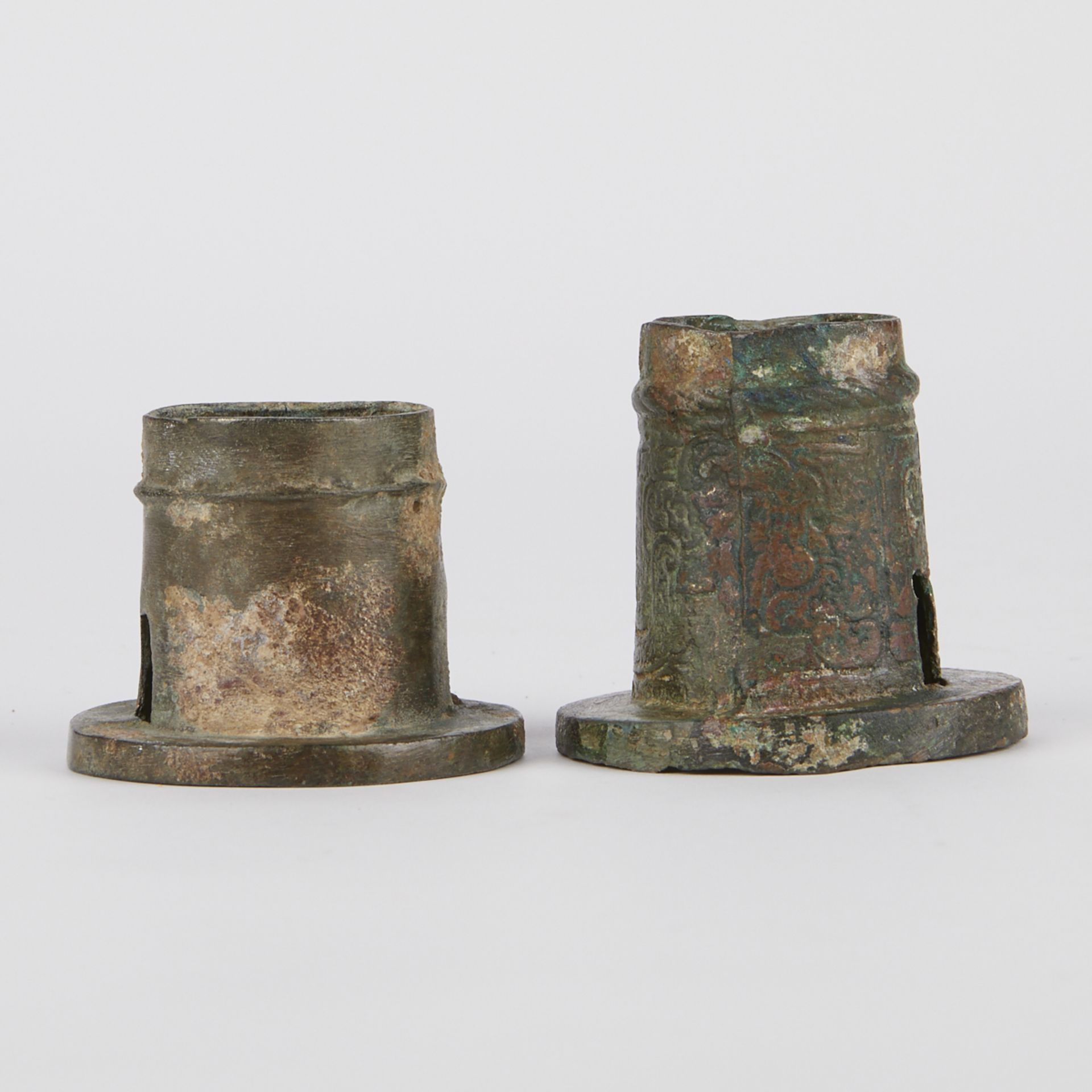 Pair of Early Chinese Axle Caps with Stand - Image 5 of 5