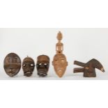Grp: 5 20th c. African Carved Masks