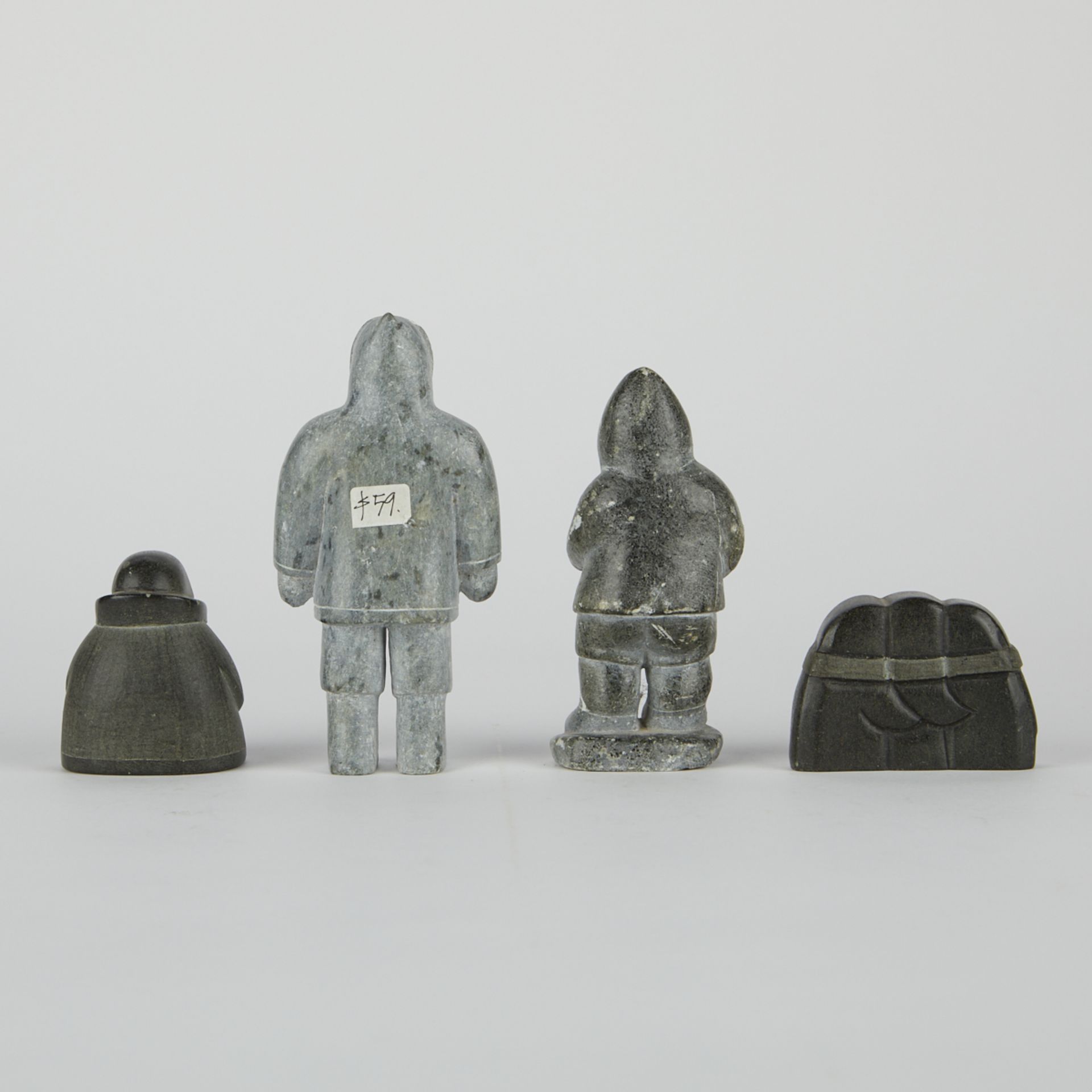 Grp: 4 Stone Inuit Carvings Figures - Image 3 of 5