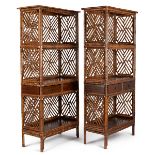 Pair of 19th c. Chinese Bamboo Shelves