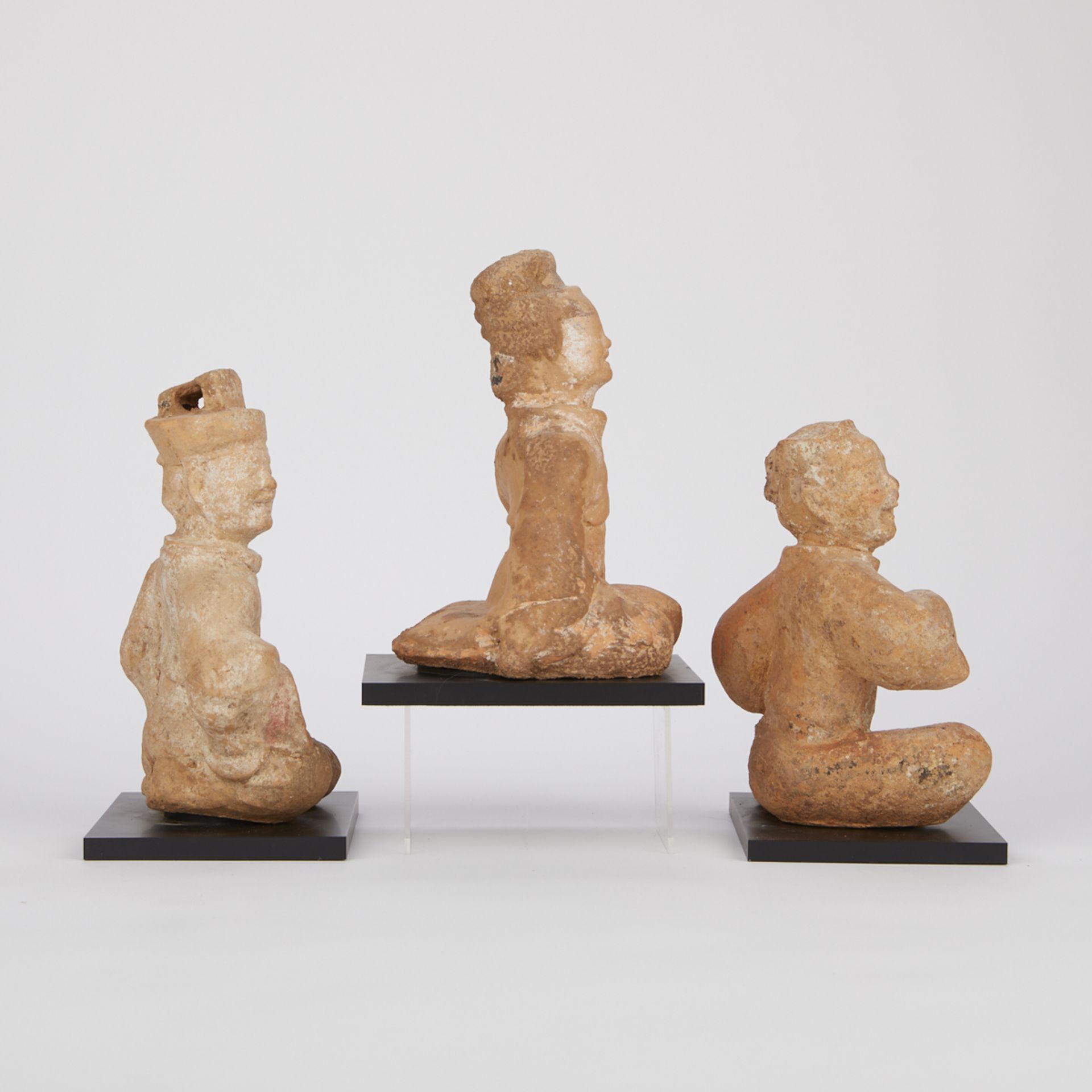 Grp: 3 Chinese Terracotta Tomb Figures - Sitting - Image 2 of 15