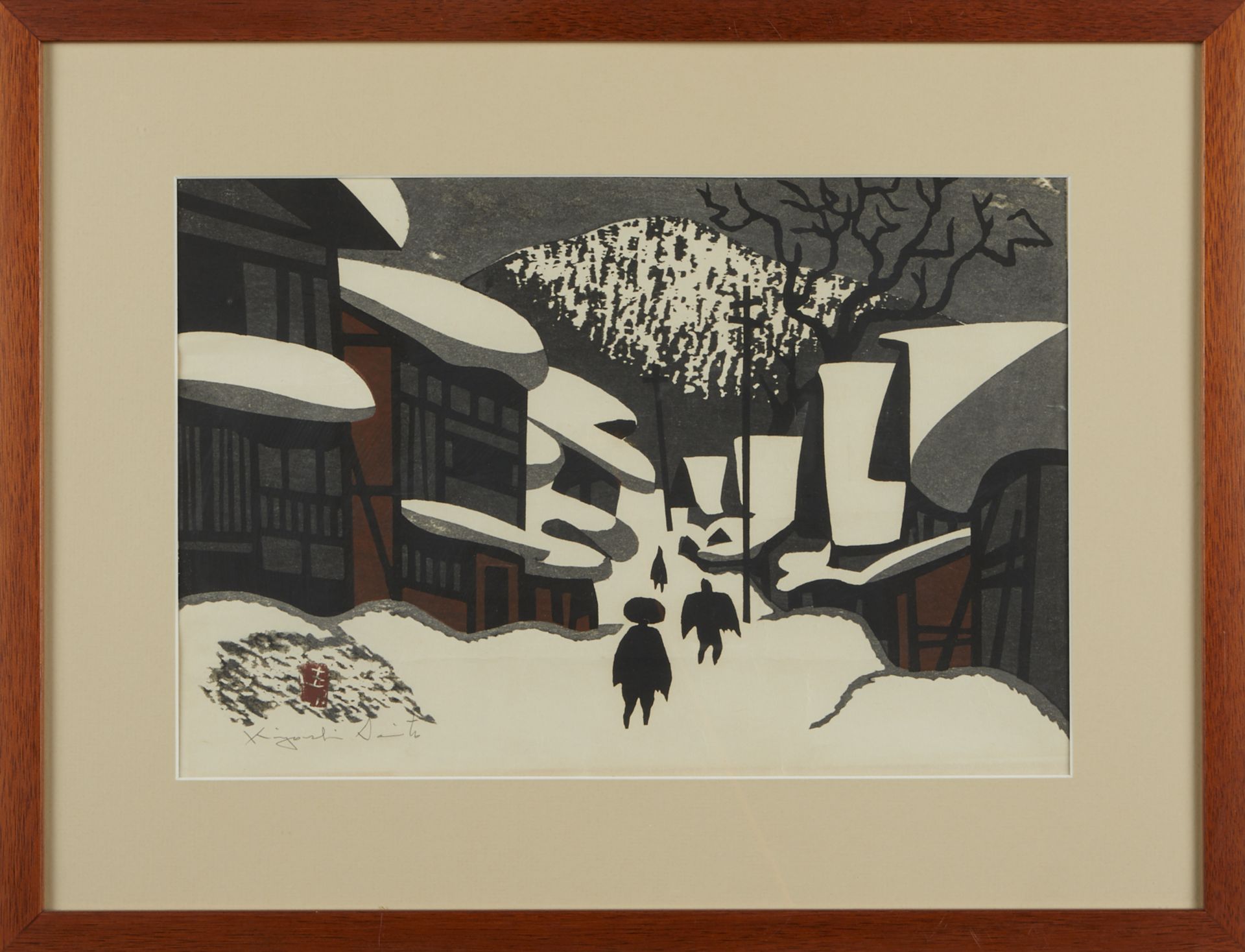 Kiyoshi Saito "Aizu in Winter" Woodblock - Image 2 of 3