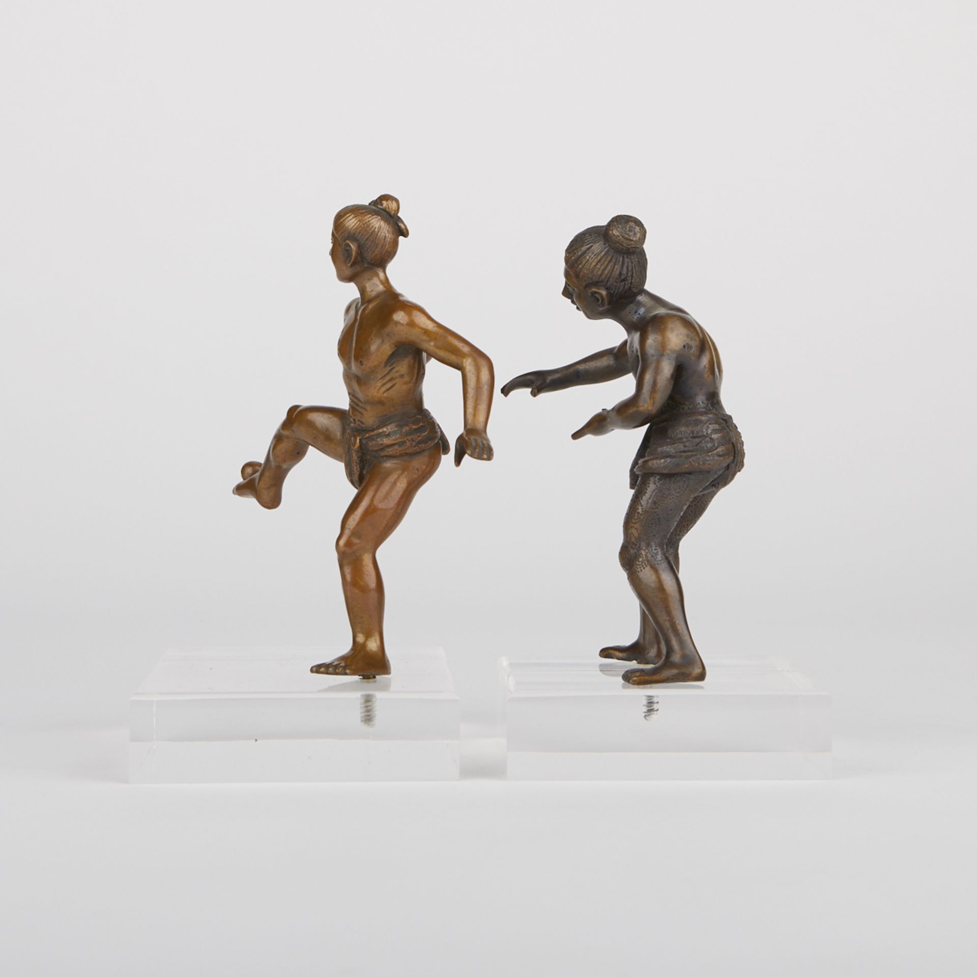 Pair of Burmese Bronze Ball Players Figures - Image 4 of 11