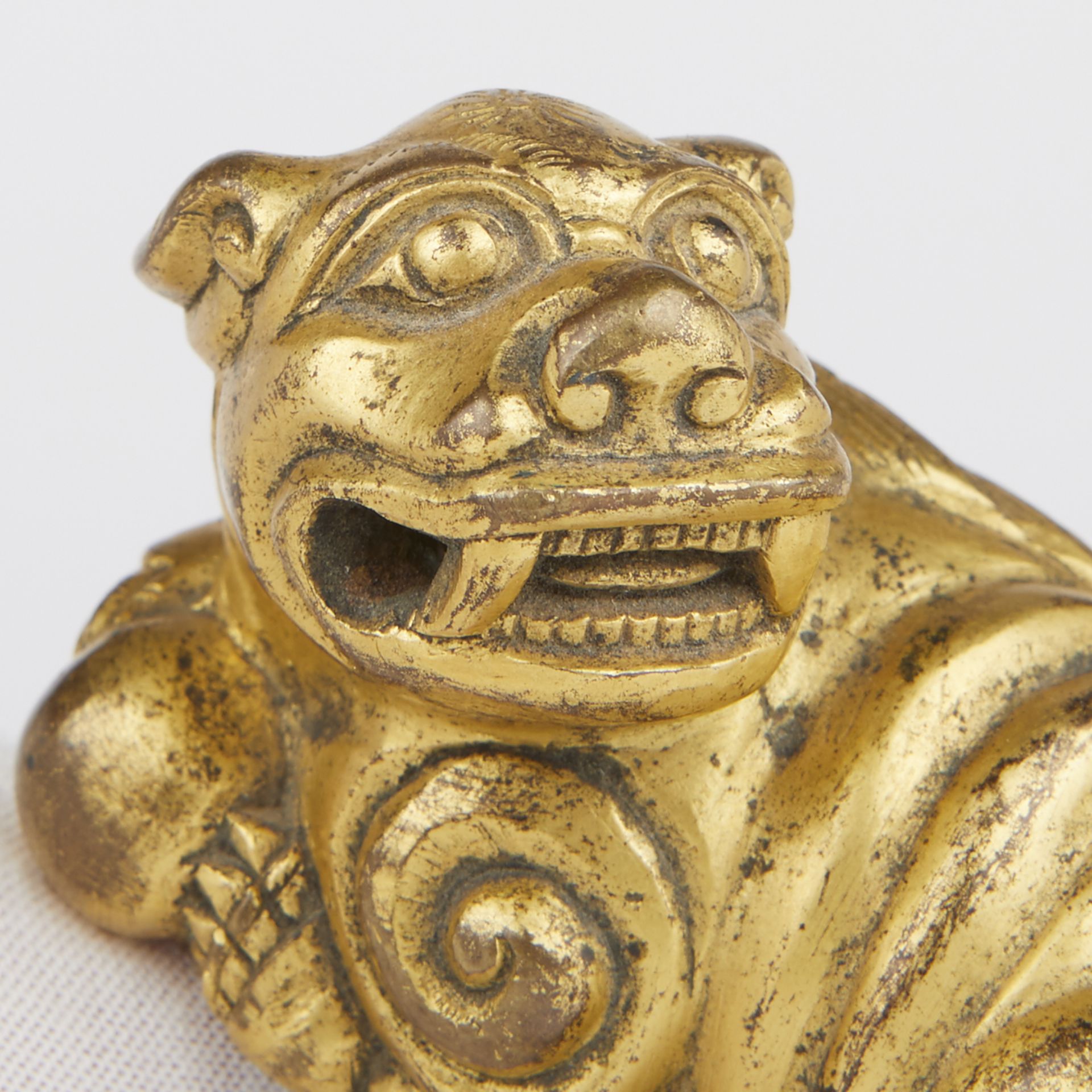 Chinese Gilt Bronze Foo Dog Guardian Lion Paperweight - Image 6 of 6