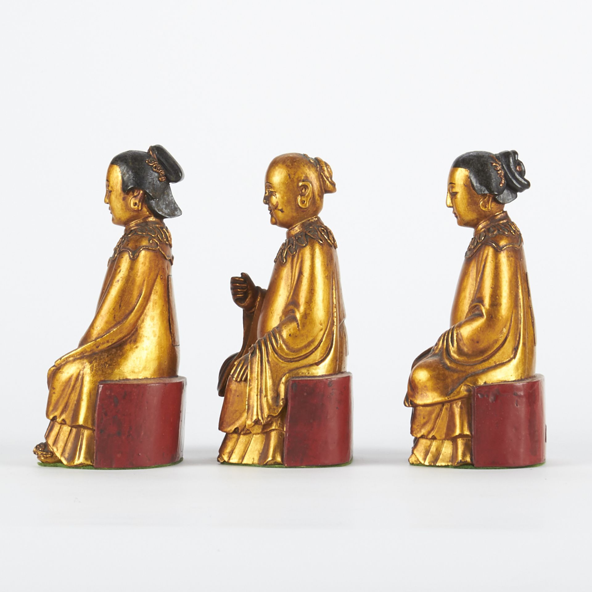 Chinese Gold Lacquer Wood Immortals on Bench - Bild 4 aus 7