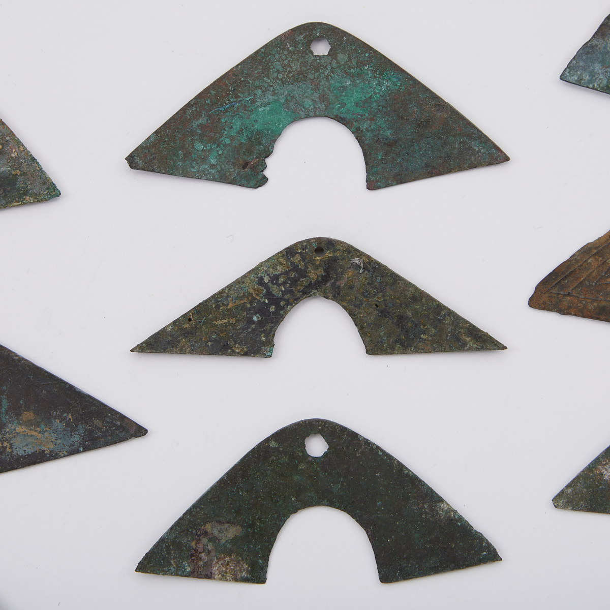 Grp: 10 Early Chinese Zhou Huang Bronze Bridge Money - Image 6 of 7