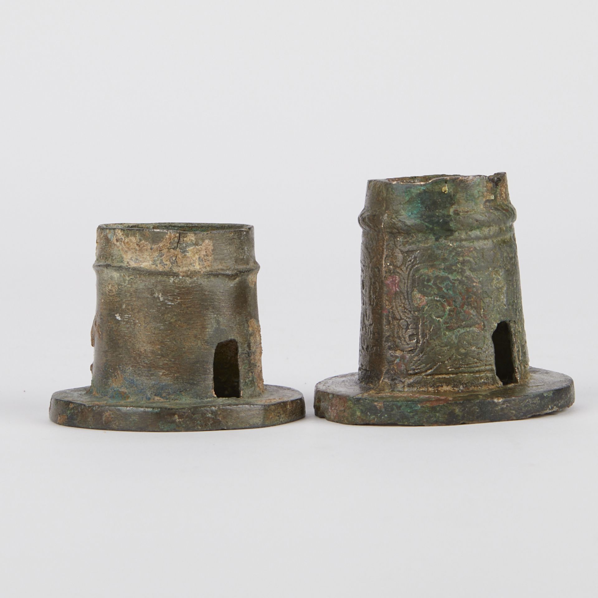 Pair of Early Chinese Axle Caps with Stand - Image 4 of 5