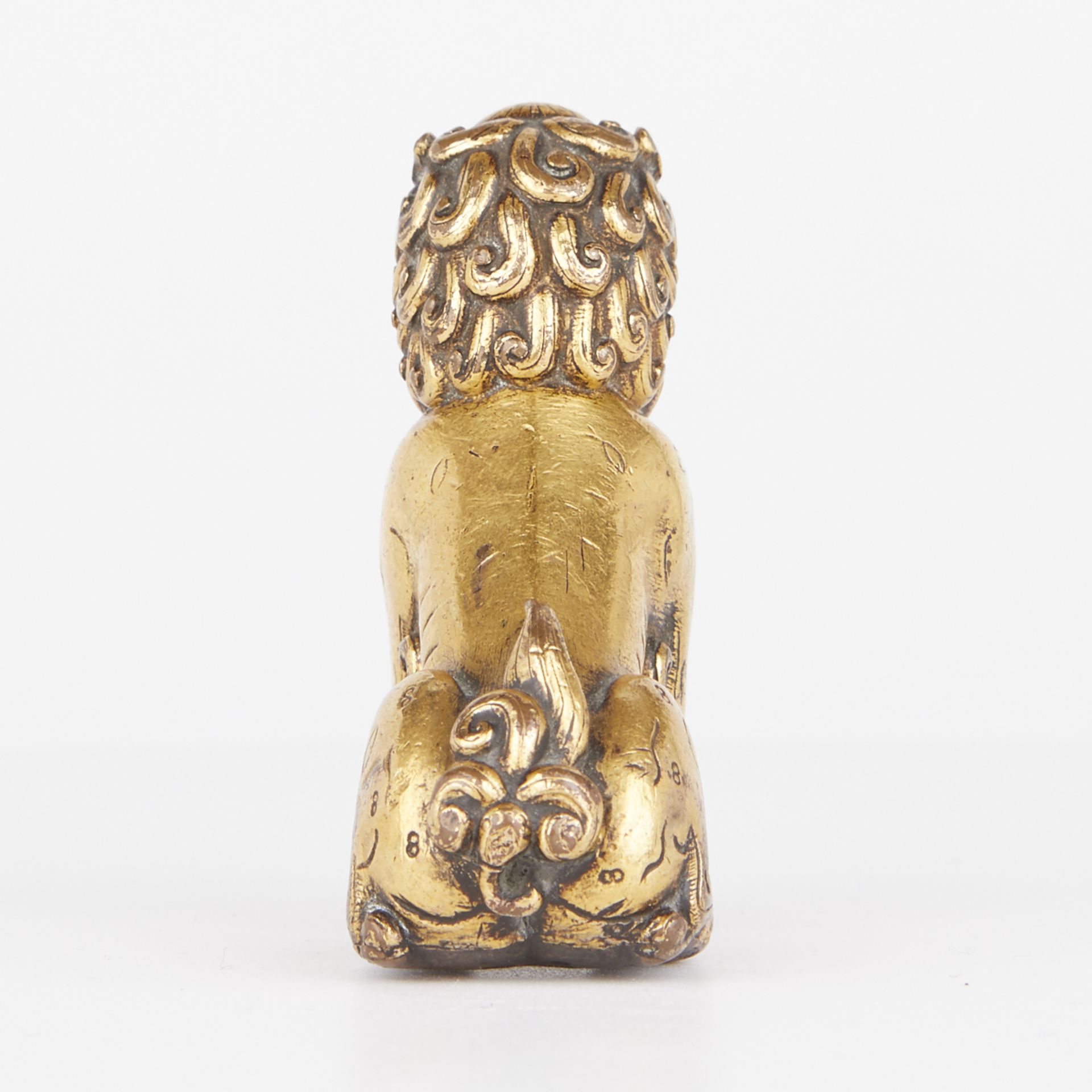 Chinese Gilt Bronze Foo Dog Guardian Lion Standing Paperweight - Image 4 of 7