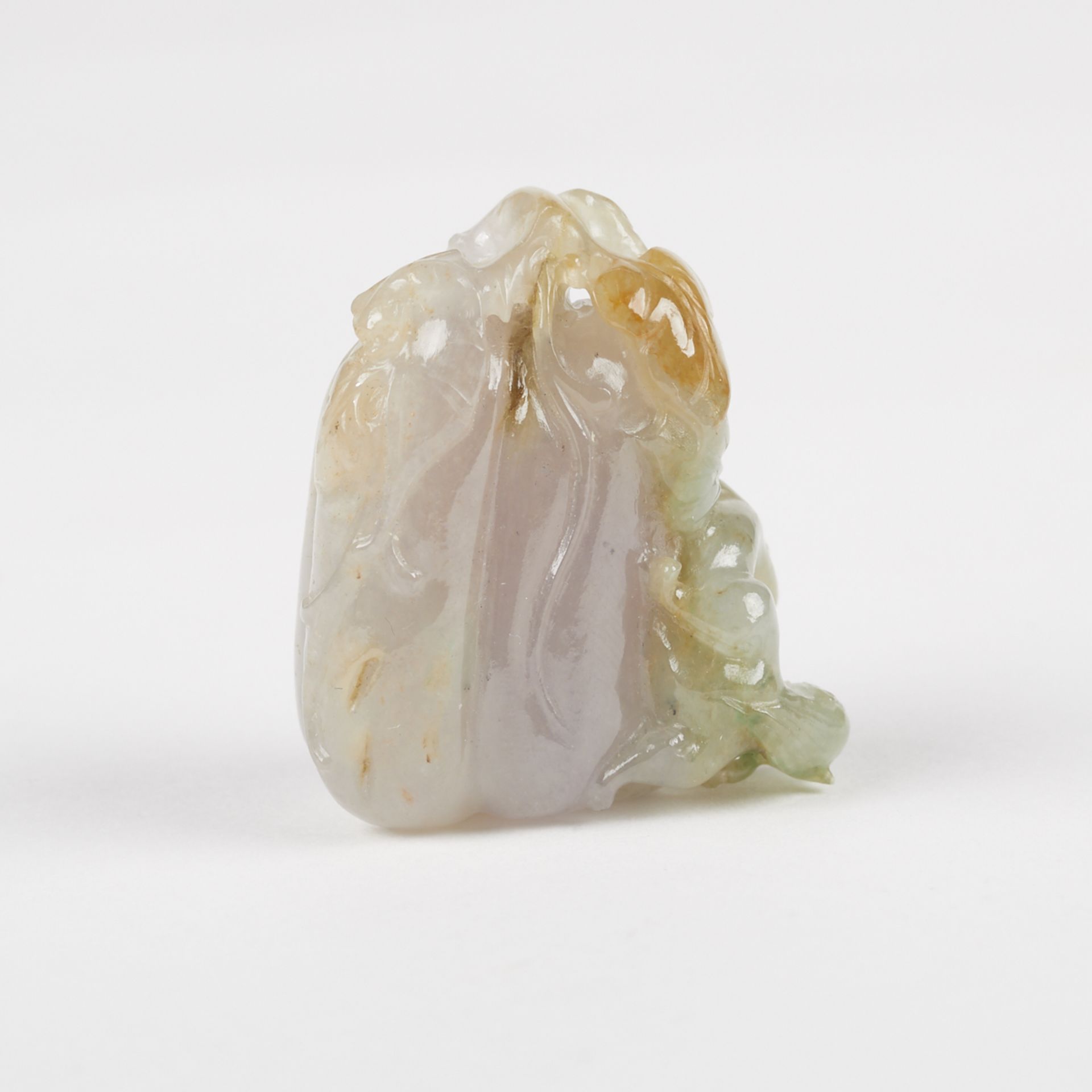 Chinese Lavender Celadon Jade Melon Carving - Image 4 of 7