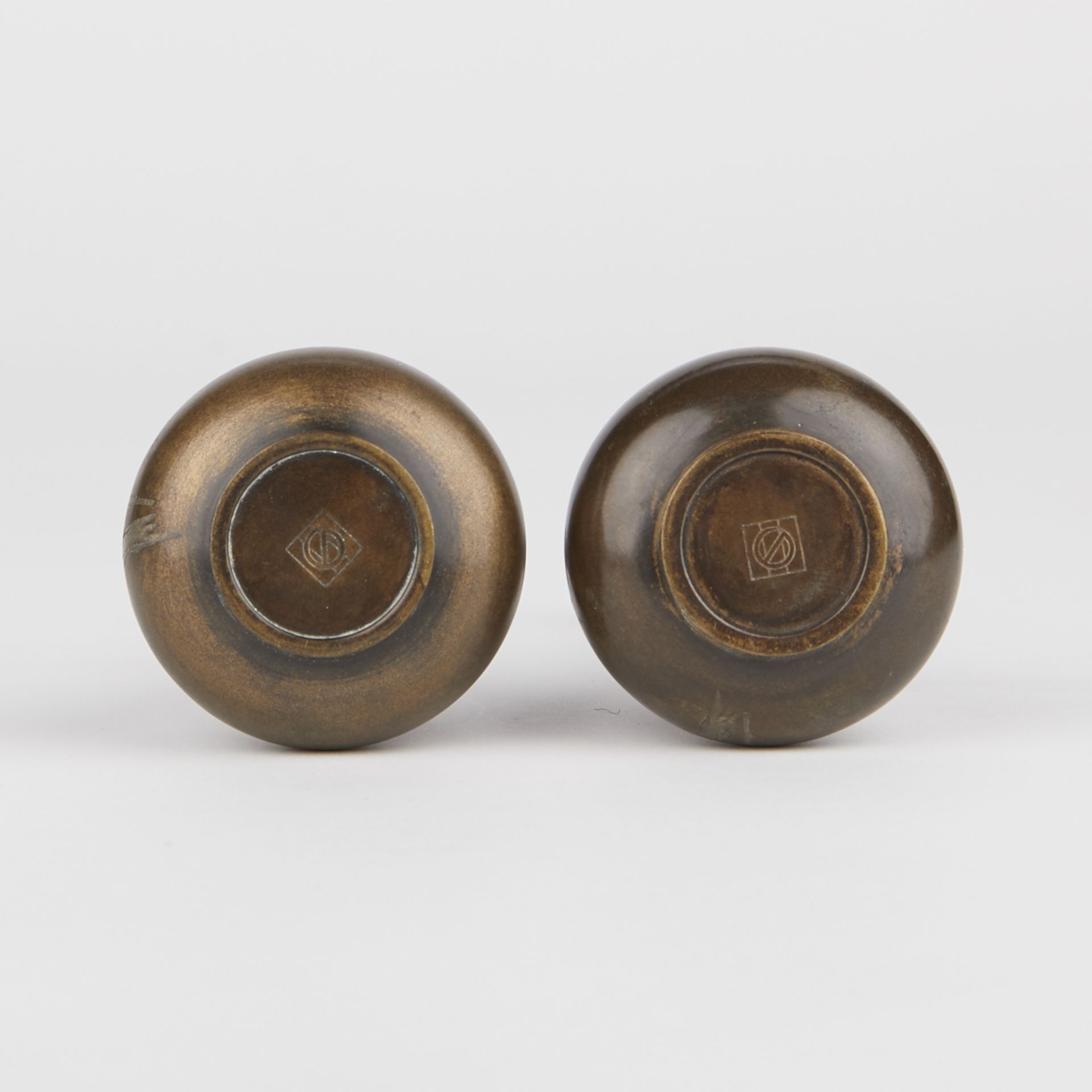 Pair of Japanese Hattori Mixed Metal Vases - Marked - Image 4 of 7