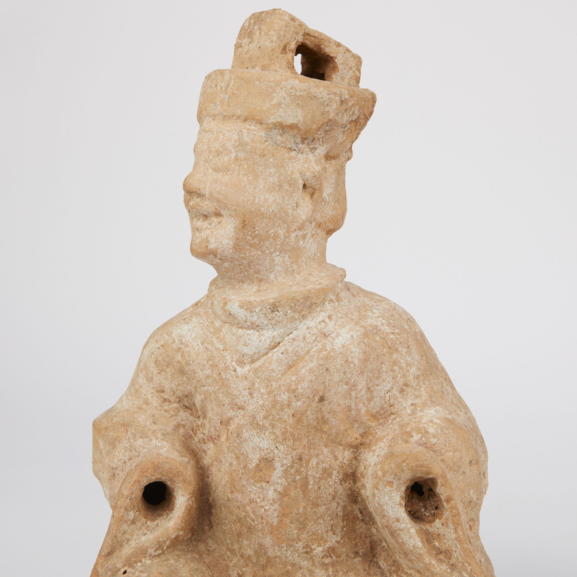 Grp: 3 Chinese Terracotta Tomb Figures - Sitting - Image 8 of 15