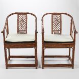 Pair of Chinese Bound Bamboo Chairs