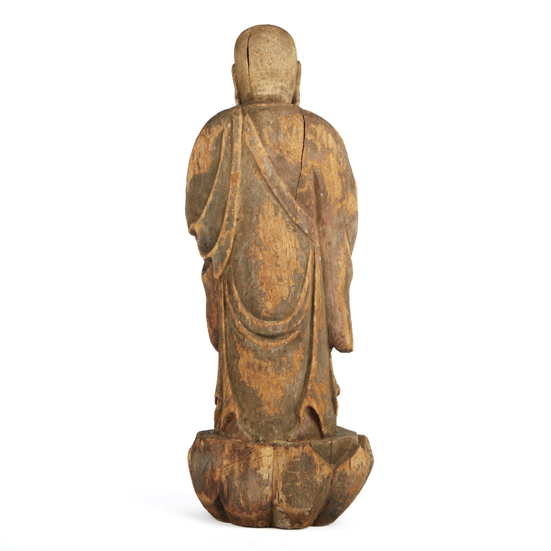 Chinese Carved Wood Standing Buddha - Image 4 of 5