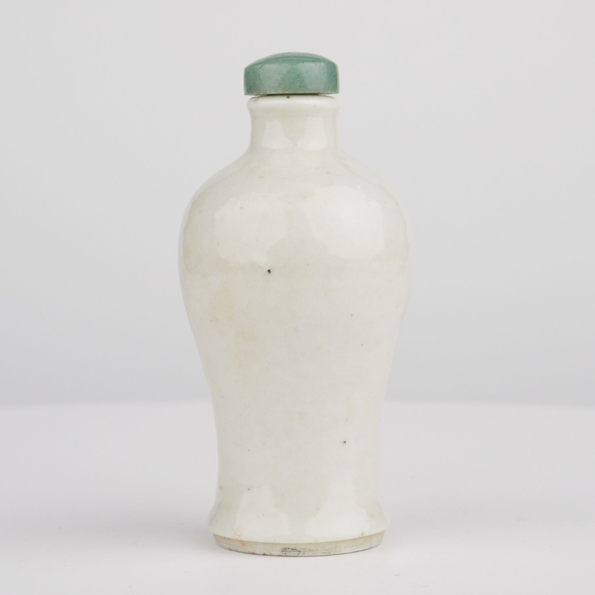 Ceramic Snuff Bottle w/ Jade Lid - Image 2 of 4