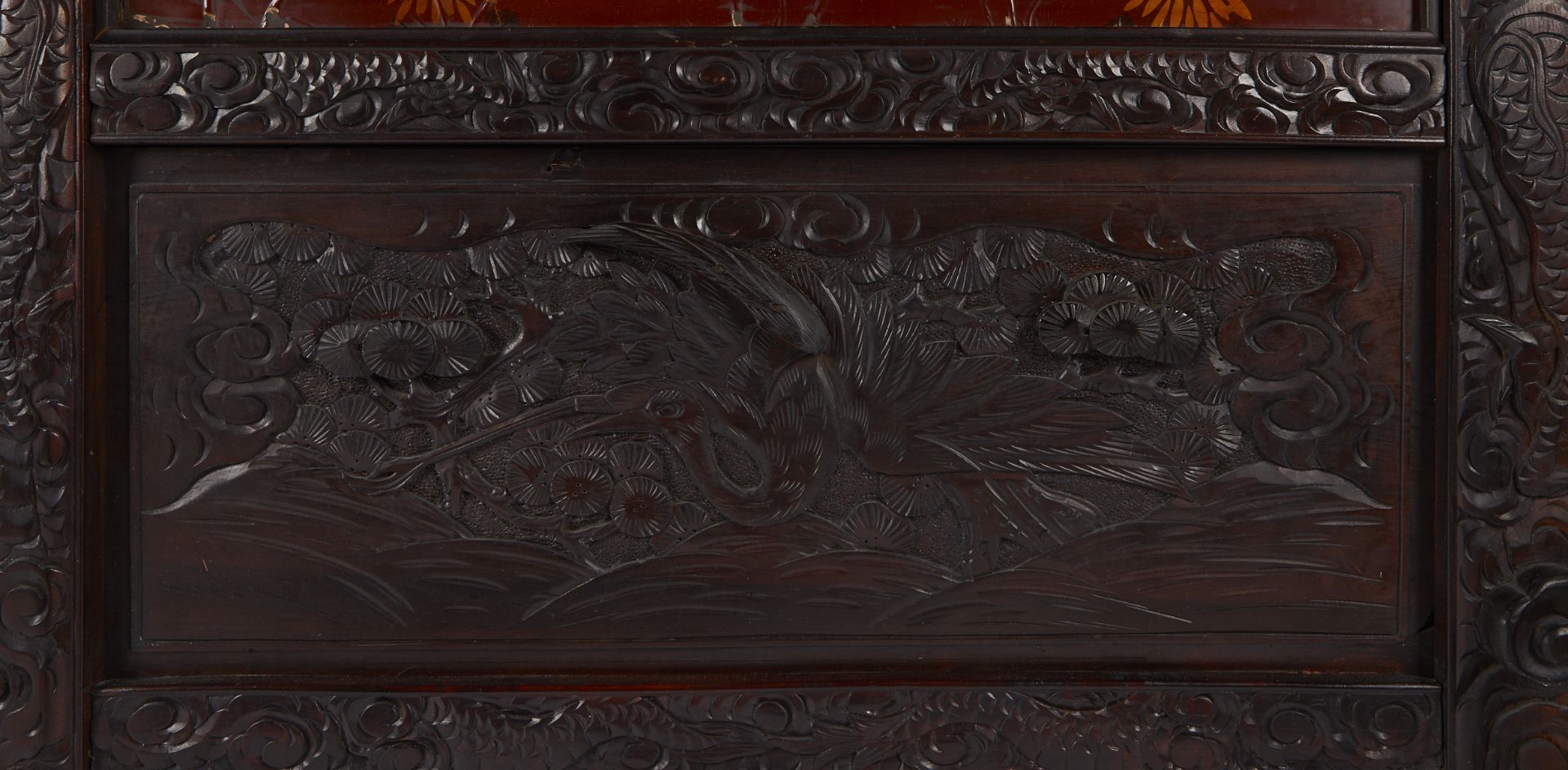 Japanese Two Panel Wood & Lacquer Floor Screen - Image 13 of 22
