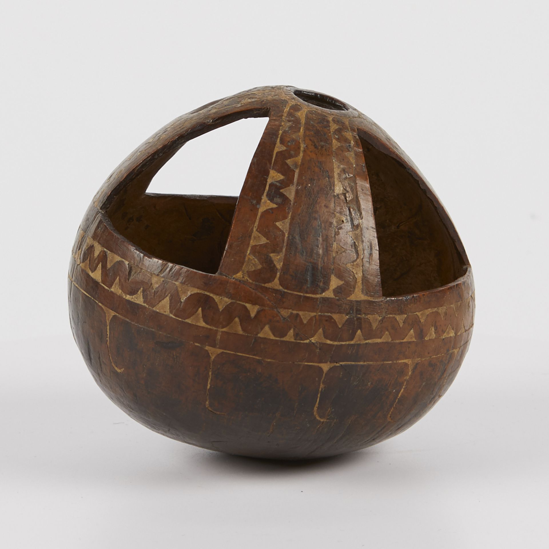 Early New Guinea Carved Coconut Vessel - Image 3 of 7