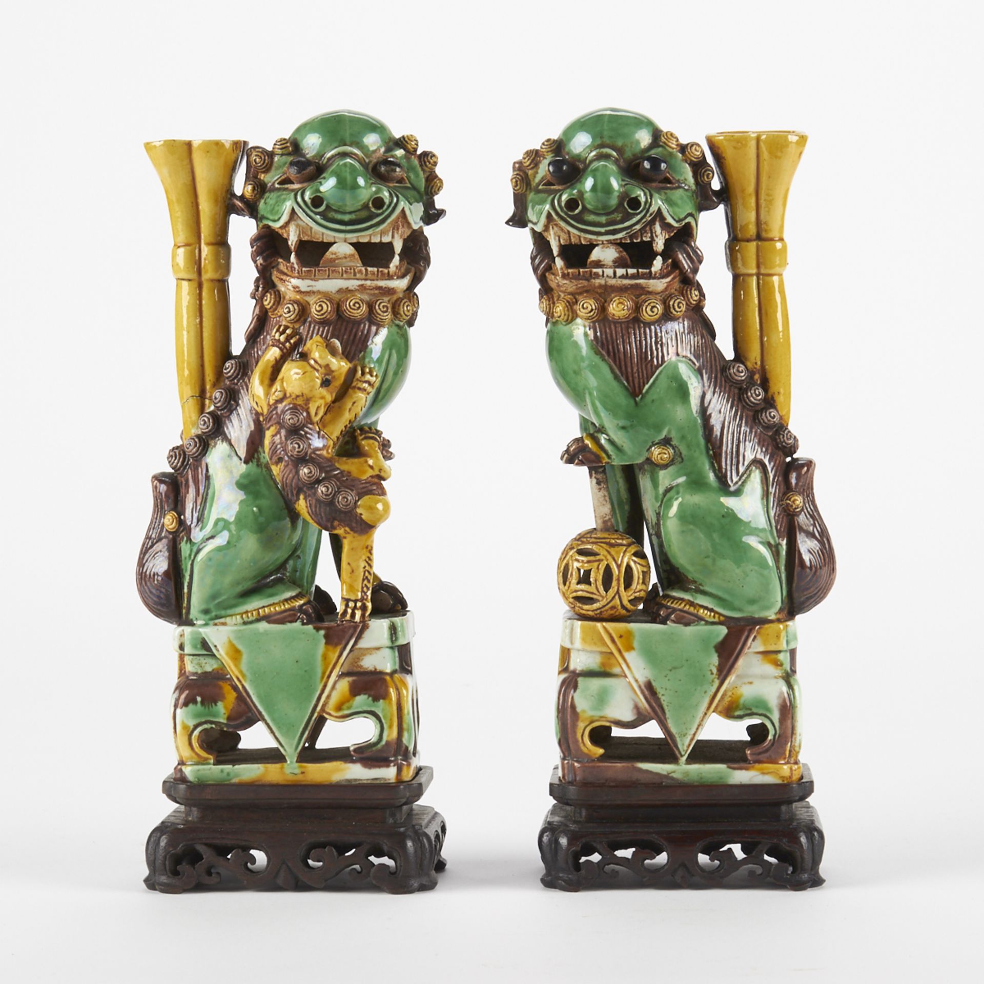 Pair of Chinese Kangxi Porcelain Foo Dogs