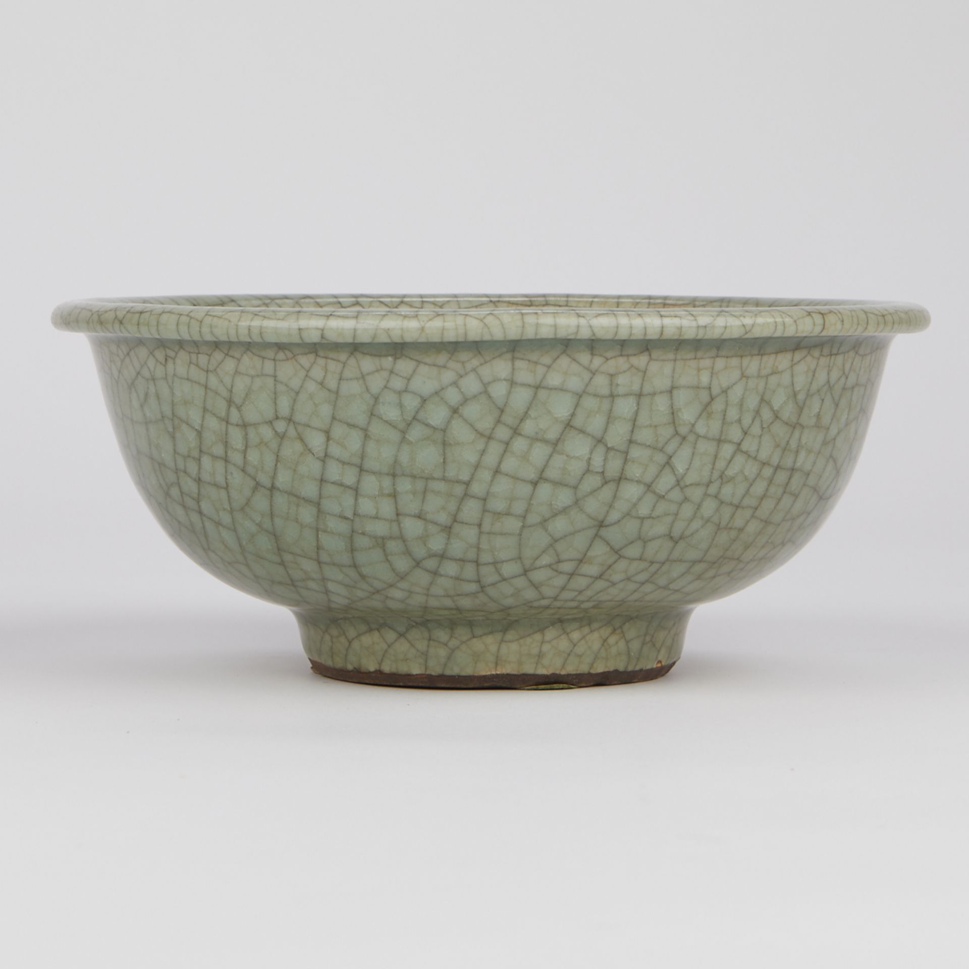 Chinese Crackled Celadon Bowl w/ Carved Wooden Stand - Image 2 of 8