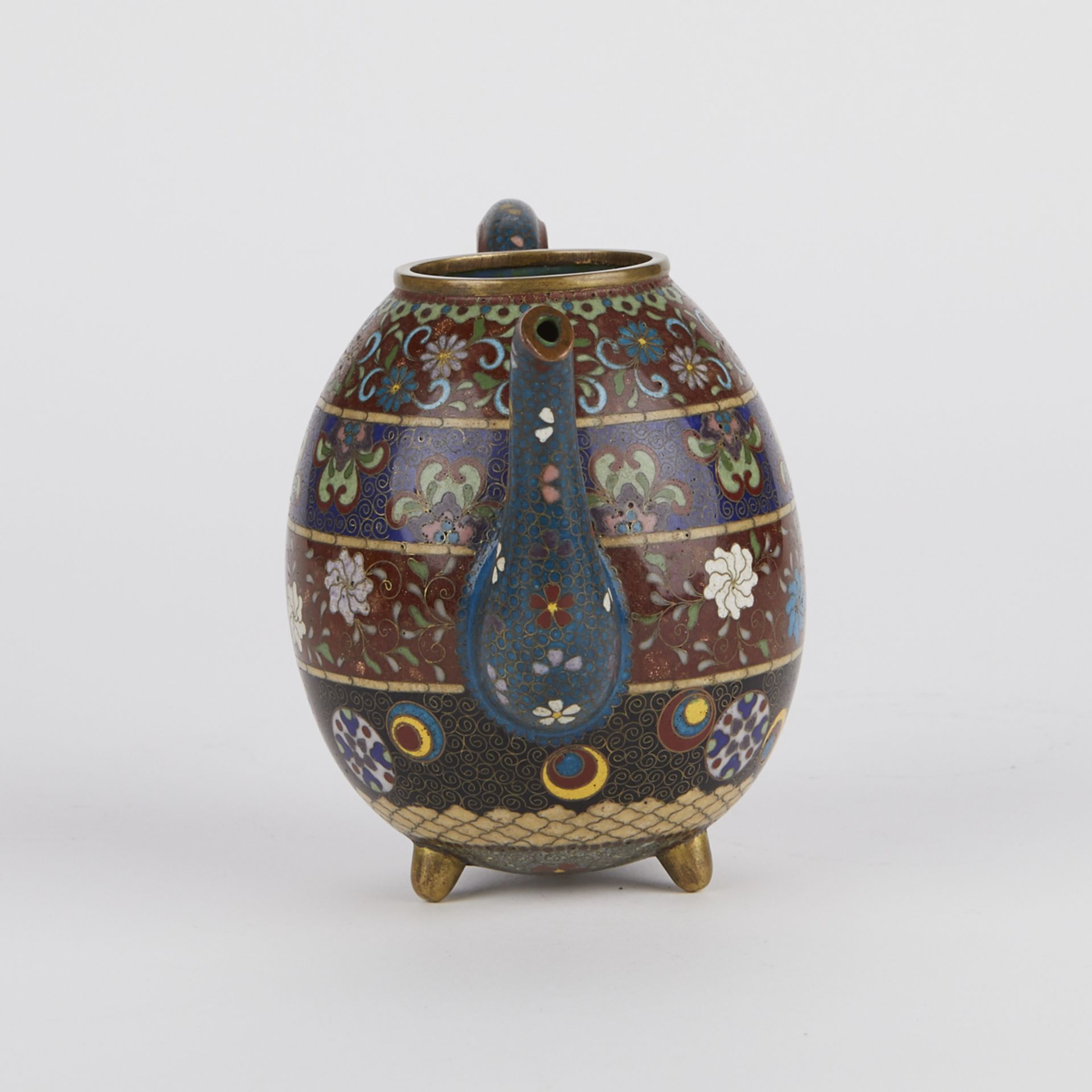 Grp: 5 Japanese Meiji Cloisonne Vessels - Image 9 of 11