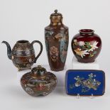 Grp: 5 Japanese Meiji Cloisonne Vessels