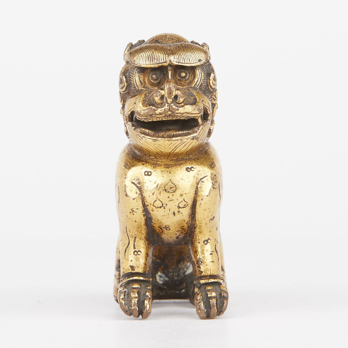 Chinese Gilt Bronze Foo Dog Guardian Lion Standing Paperweight - Image 2 of 7